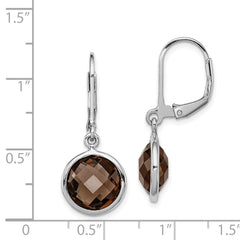Rhodium-plated Sterling Silver Smokey Quartz Earrings