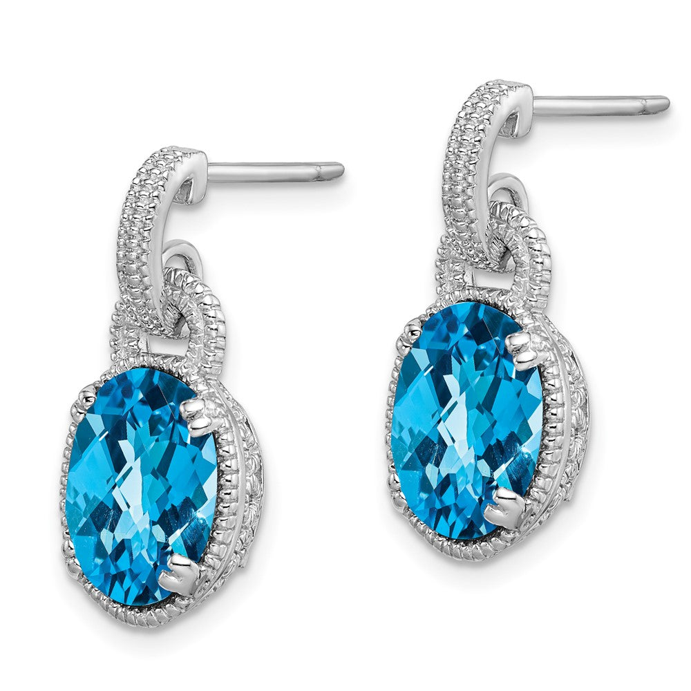 Rhodium-plated Sterling Silver Blue Topaz Earrings
