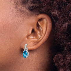 Rhodium-plated Sterling Silver Blue Topaz Earrings
