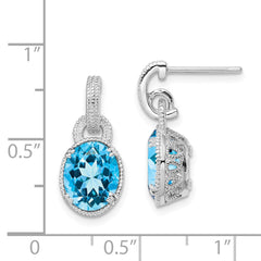 Rhodium-plated Sterling Silver Blue Topaz Earrings