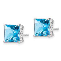 Rhodium-plated Sterling Silver Blue Topaz Earrings