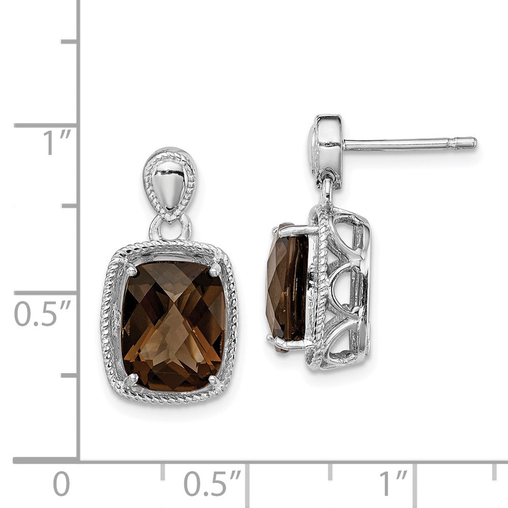 Rhodium-plated Sterling Silver Smokey Quartz Earrings
