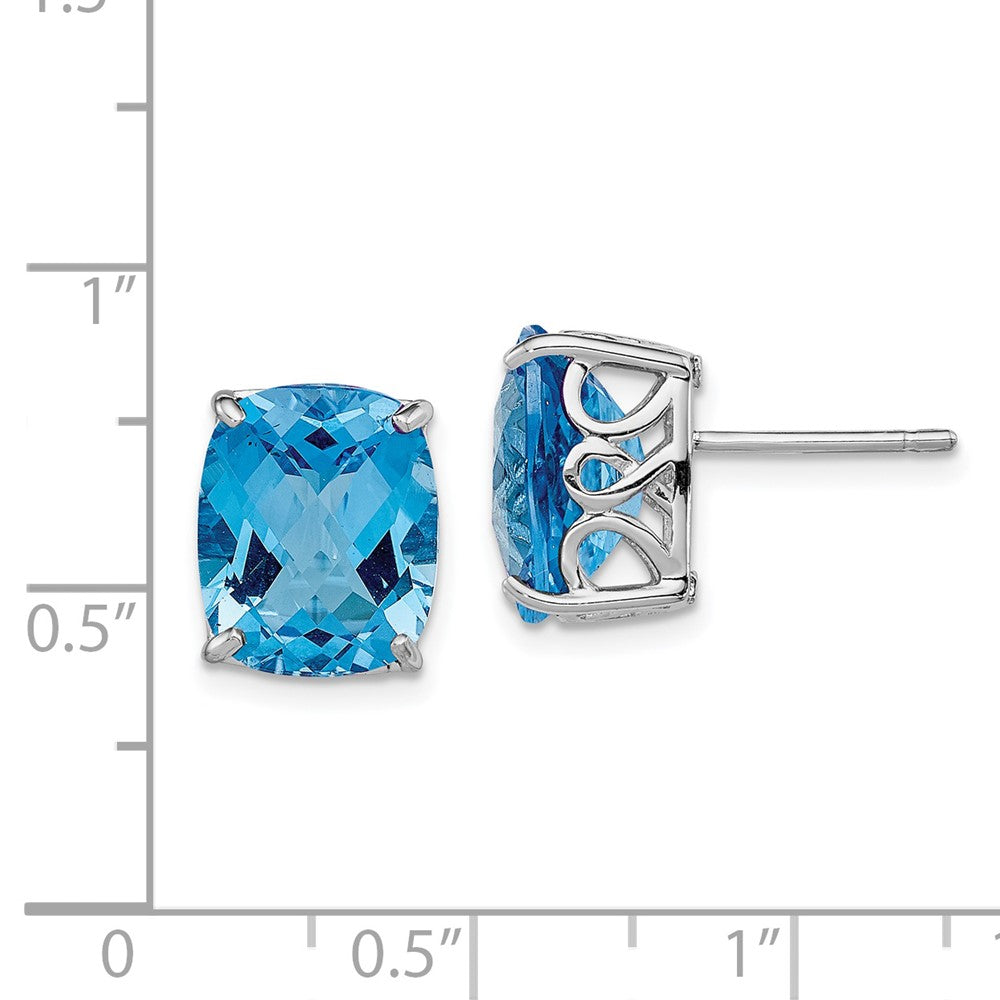 Rhodium-plated Sterling Silver Blue Topaz Earrings