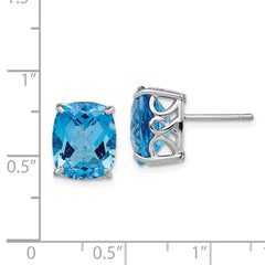 Rhodium-plated Sterling Silver Blue Topaz Earrings