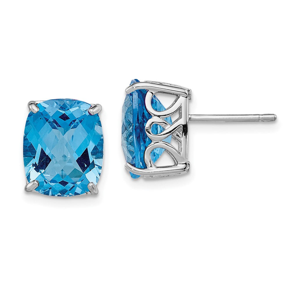 Rhodium-plated Sterling Silver Blue Topaz Earrings