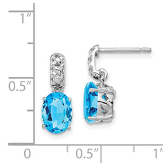 Rhodium-plated Sterling Silver Blue Topaz Earrings