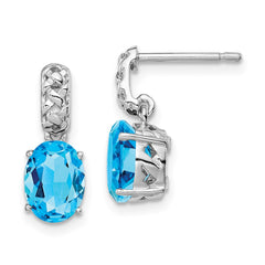 Rhodium-plated Sterling Silver Blue Topaz Earrings