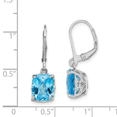 Rhodium-plated Sterling Silver Blue Topaz Earrings