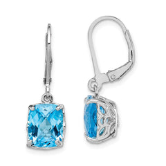 Rhodium-plated Sterling Silver Blue Topaz Earrings