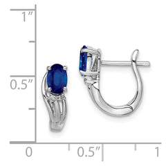 Rhodium-plated Sterling Silver Diamond & Sapphire Hinged Earrings