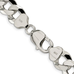 Sterling Silver 12.30mm Beveled Curb Chain