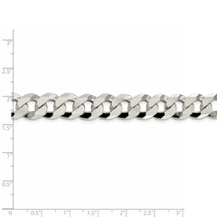 Sterling Silver 12.30mm Beveled Curb Chain