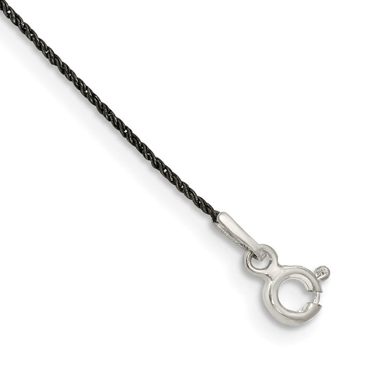 Ruthenium-plated Sterling Silver .75mm Twisted Tight Wheat Chain