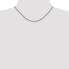 Rutheniumbeschichtete, gedrehte, enge Weizenkette aus Sterlingsilber, 1,7 mm