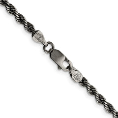 Ruthenium-plated Sterling Silver 3mm Rope Chain