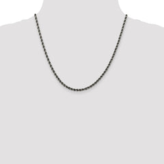 Ruthenium-plated Sterling Silver 3mm Rope Chain