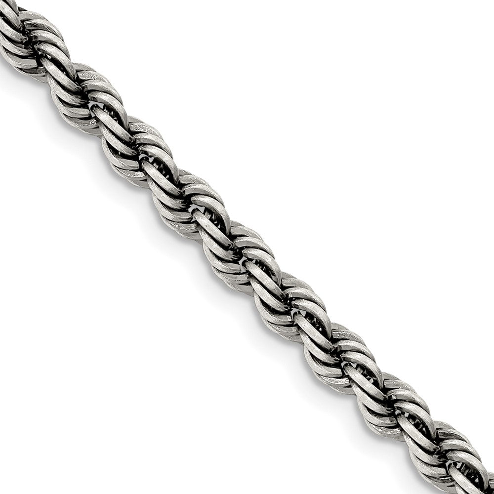 Ruthenium-plated Sterling Silver 4mm Rope Chain