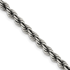 Ruthenium-plated Sterling Silver 4mm Rope Chain