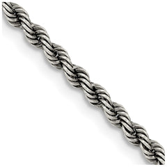 Sterling Silver Ruthenium 2.5mm Rope Chain