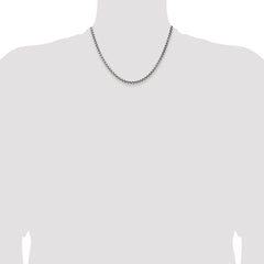 Runde Panzerkette aus Sterlingsilber, 3,6 mm, im Antik-Look