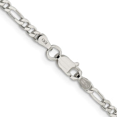 Sterling Silver 3mm Pave Flat Figaro Chain
