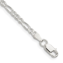 Sterling Silver 3mm Pave Flat Figaro Chain