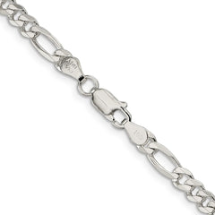 Sterling Silver 4.75mm Pave Flat Figaro Chain