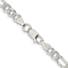 Sterling Silver 5.5mm Pave Flat Figaro Chain