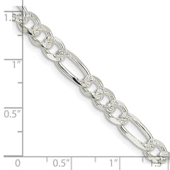 Sterling Silver 5.5mm Pave Flat Figaro Chain