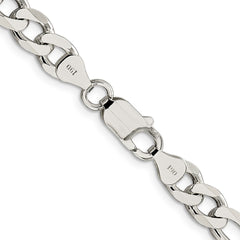 Sterling Silver 7.25mm Pave Flat Figaro Chain