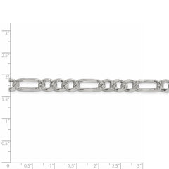 Sterling Silver 7.25mm Pave Flat Figaro Chain