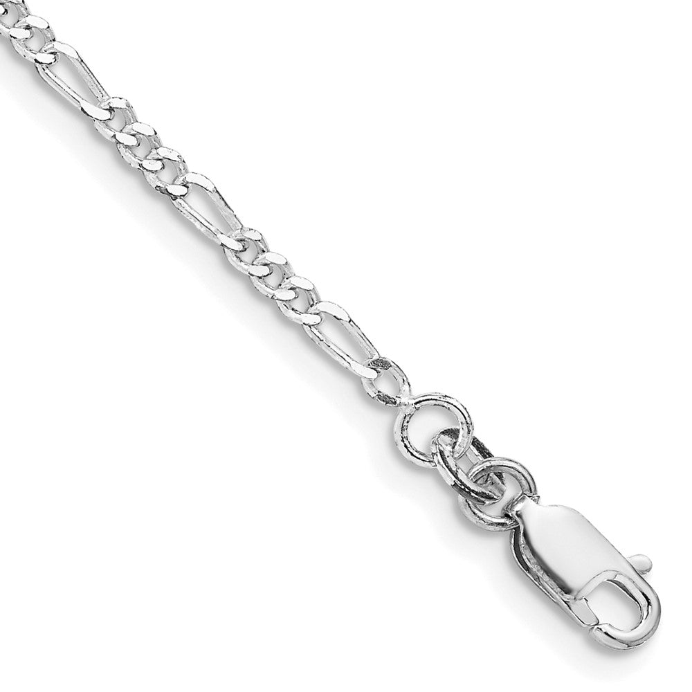Rhodium-plated Silver 2.25mm Figaro Chain