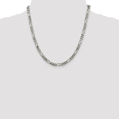 Cadena Figaro de 5,25 mm de plata rodiada