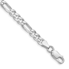Rhodium-plated Silver 5.25mm Figaro Chain