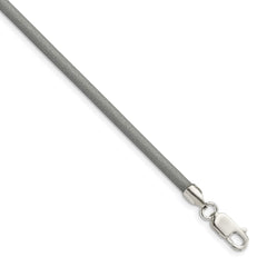 Sterling Silver 3mm Metallic Rubber Cord Necklace