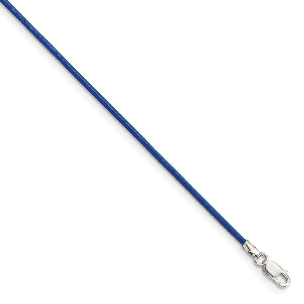 Sterling Silver 1.5mm Royal Blue Leather Cord Necklace