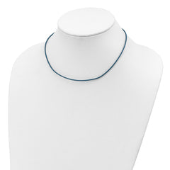 Collar de cordón de cuero aciano de plata de ley de 1,5 mm