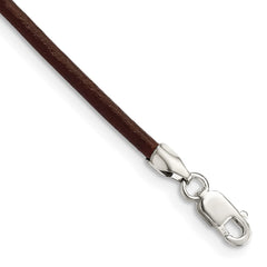 Sterling Silver 2mm Brown Leather Cord Necklace