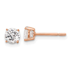 Rose Gold-plated Sterling Silver CZ Adjustable Bracelet and Earrings Set