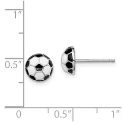 Rhodium-plated Sterling Silver Madi K Enamel Soccer ball Post Earrings