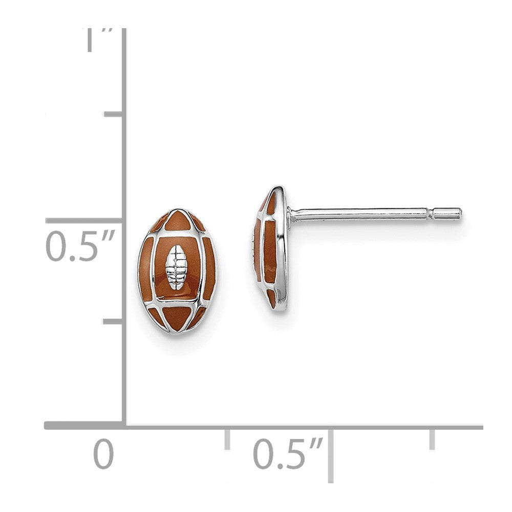 Rhodium-plated Sterling Silver Madi K Enamel Football Post Earrings