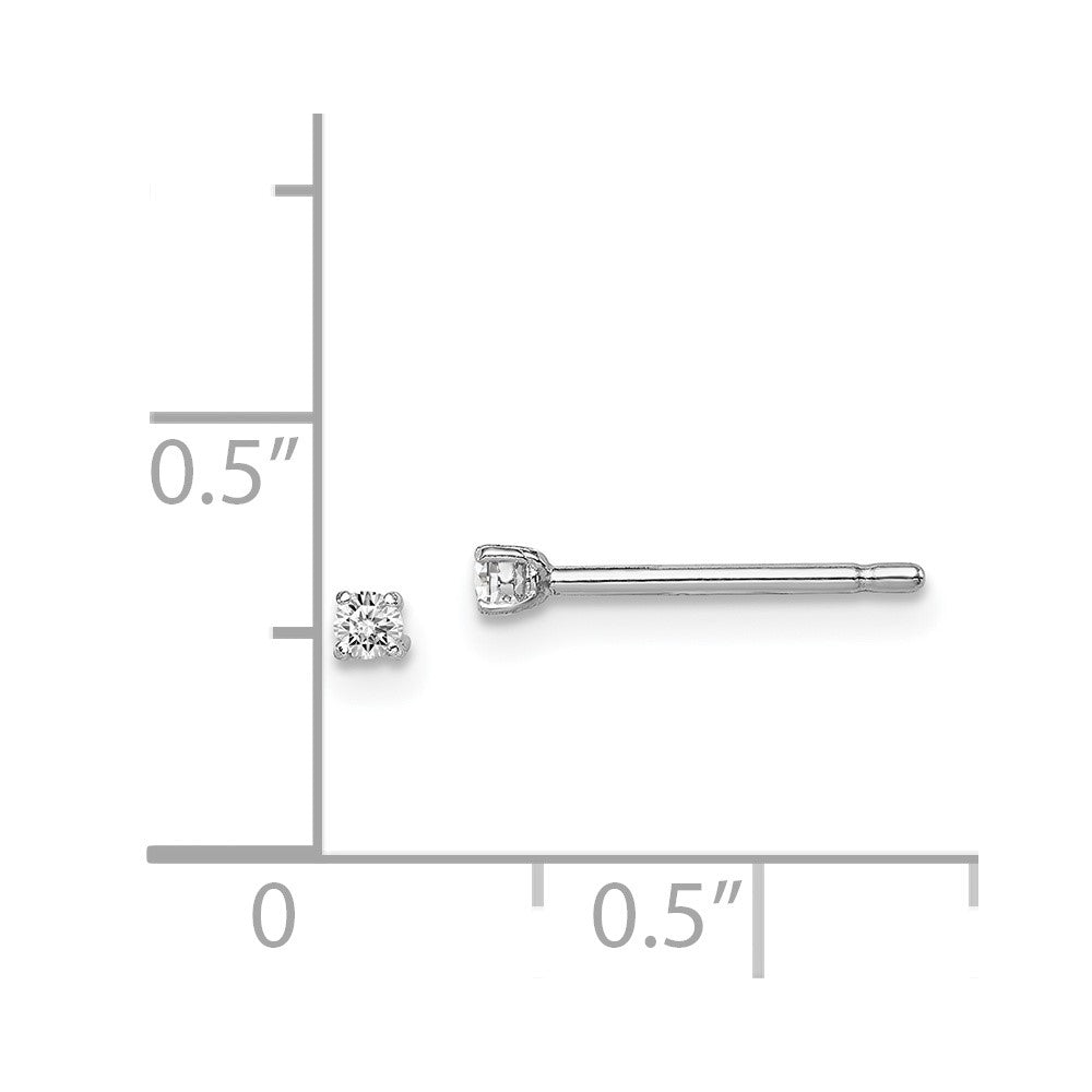 Rhodium-plated Sterling Silver Madi K 2mm Round CZ Stud Earrings