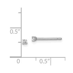 Rhodium-plated Sterling Silver Madi K 2mm Round CZ Stud Earrings