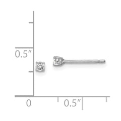 Rhodium-plated Sterling Silver Madi K 2.5mm Round CZ Stud Earrings