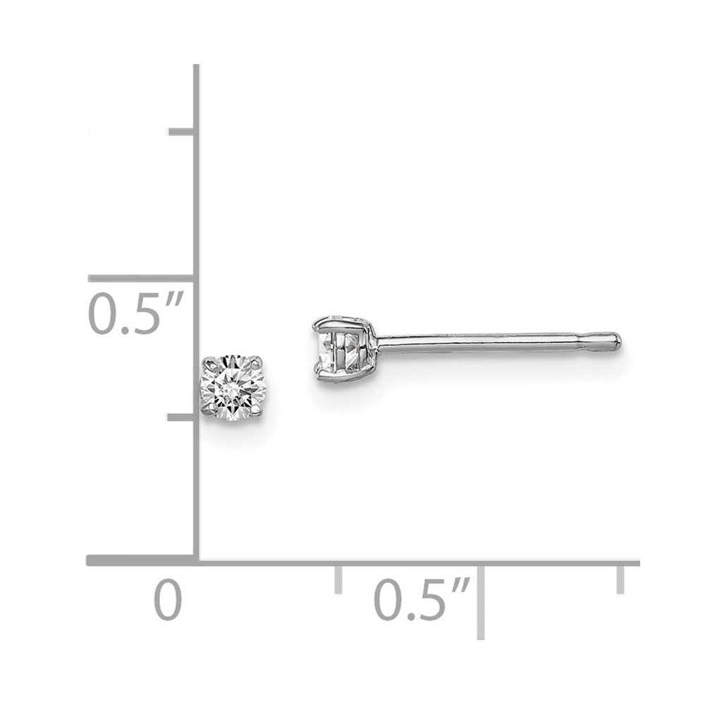 Rhodium-plated Sterling Silver Madi K 3mm Round CZ Stud Earrings