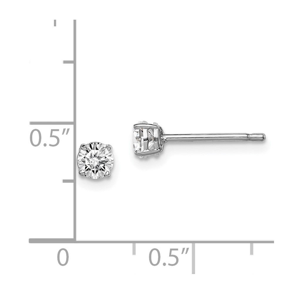 Rhodium-plated Sterling Silver Madi K 4mm Round CZ Stud Earrings