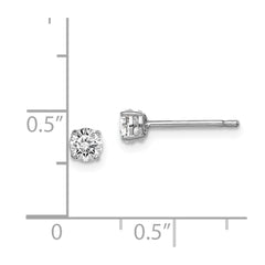 Rhodium-plated Sterling Silver Madi K 4mm Round CZ Stud Earrings