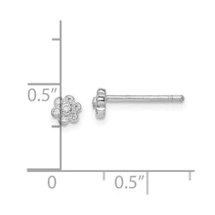 Sterling Silver Madi K Rhodium Plated CZ Flower Post Earrings