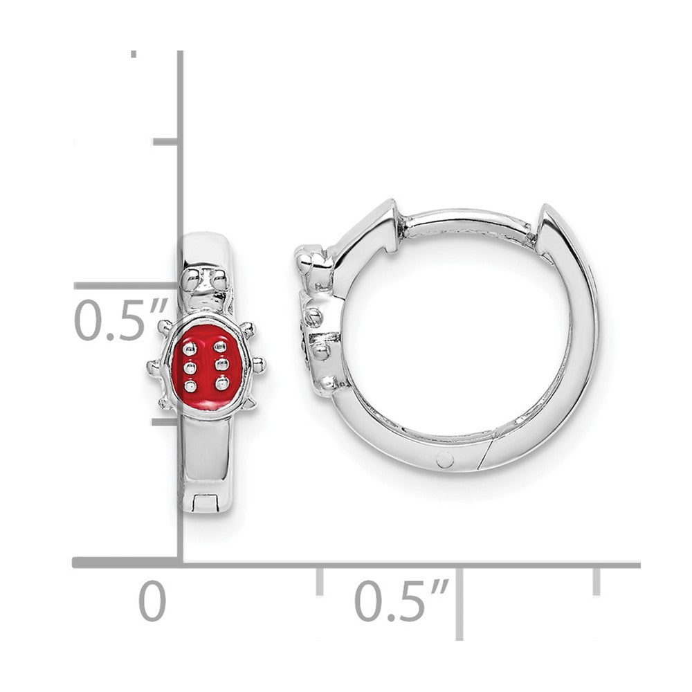 Sterling Silver Madi K Childs Enameled Ladybug Hinged Hoops