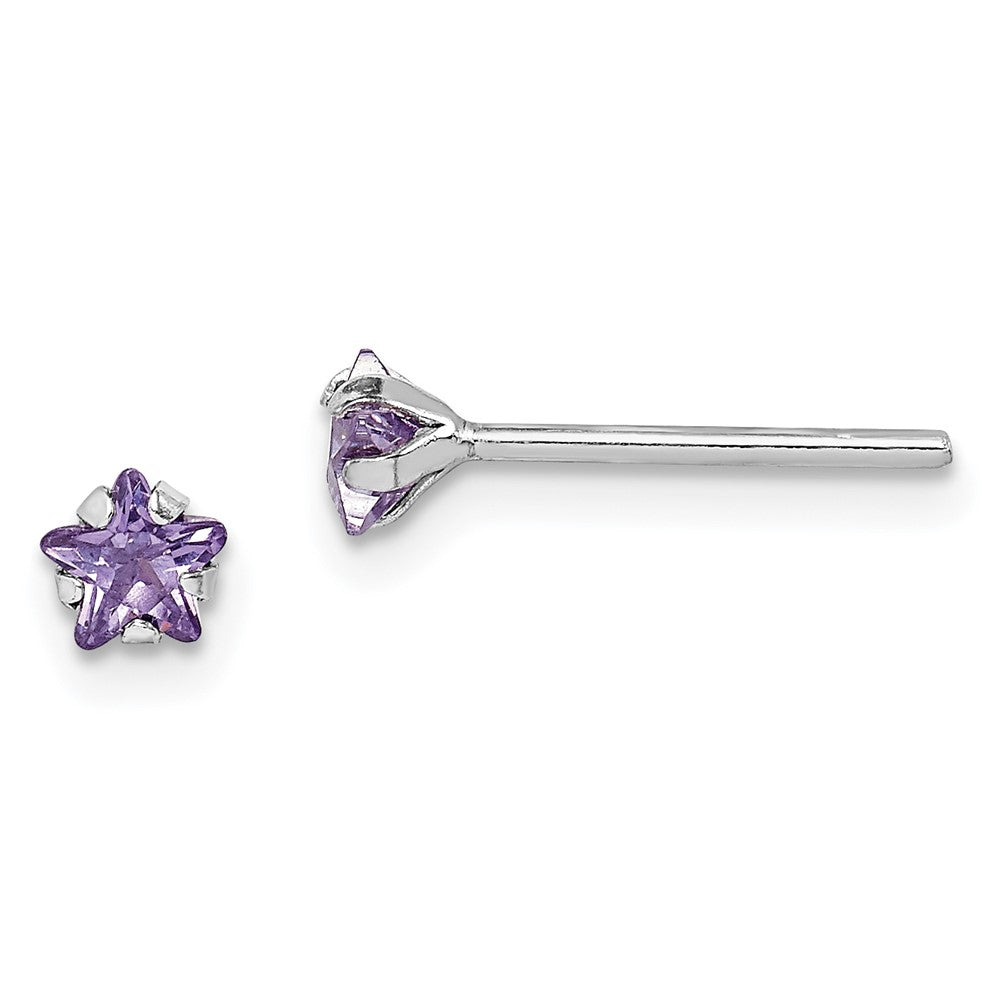 Sterling Silver Madi K Purple Star CZ Post Earrings